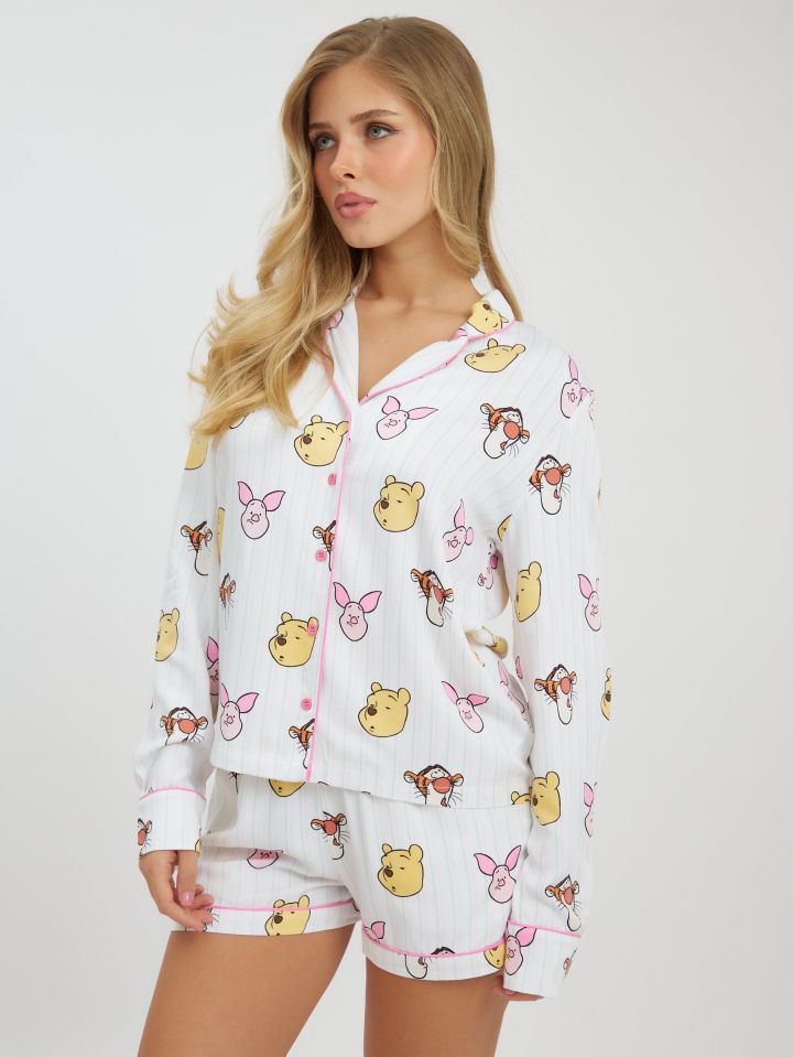 סט פיג׳מה מכופתרת פו הדב