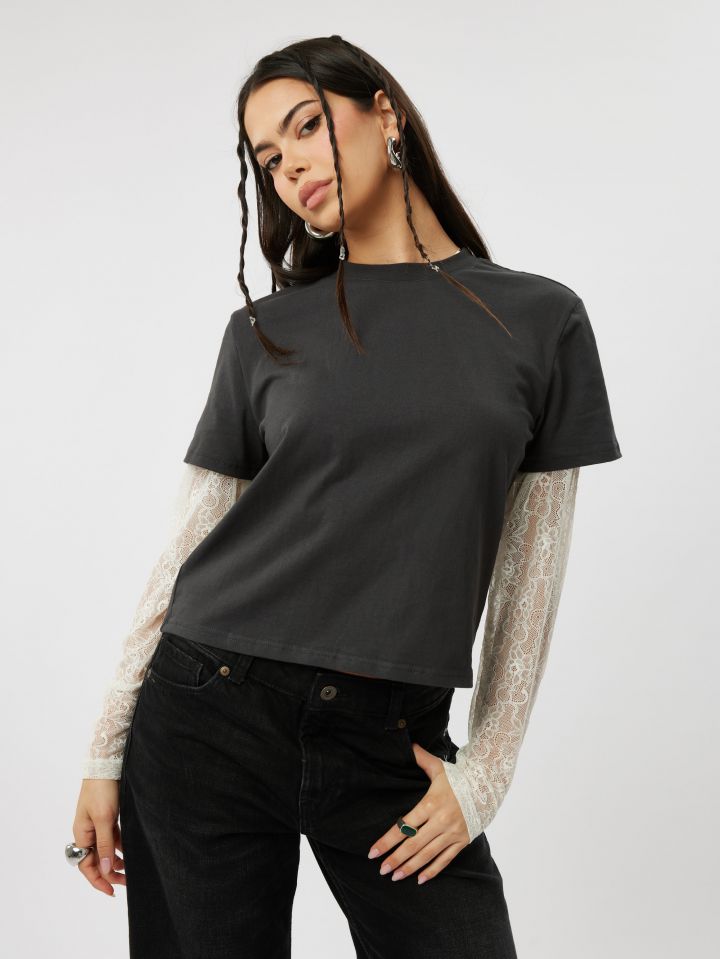 טישרט שרוול תחרה