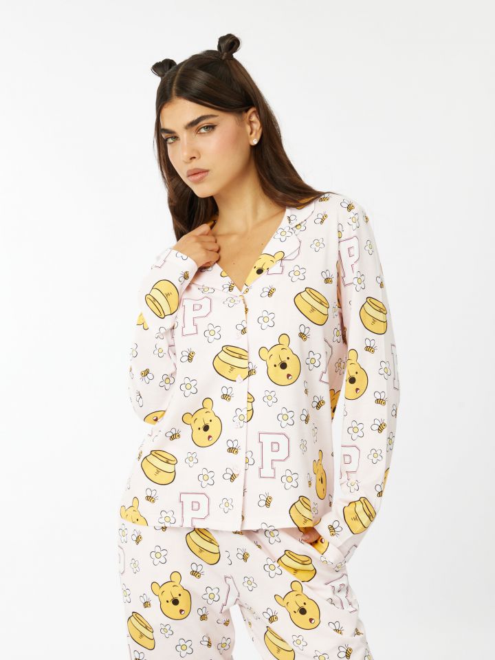 סט פיג׳מה מכופתרת פו הדב