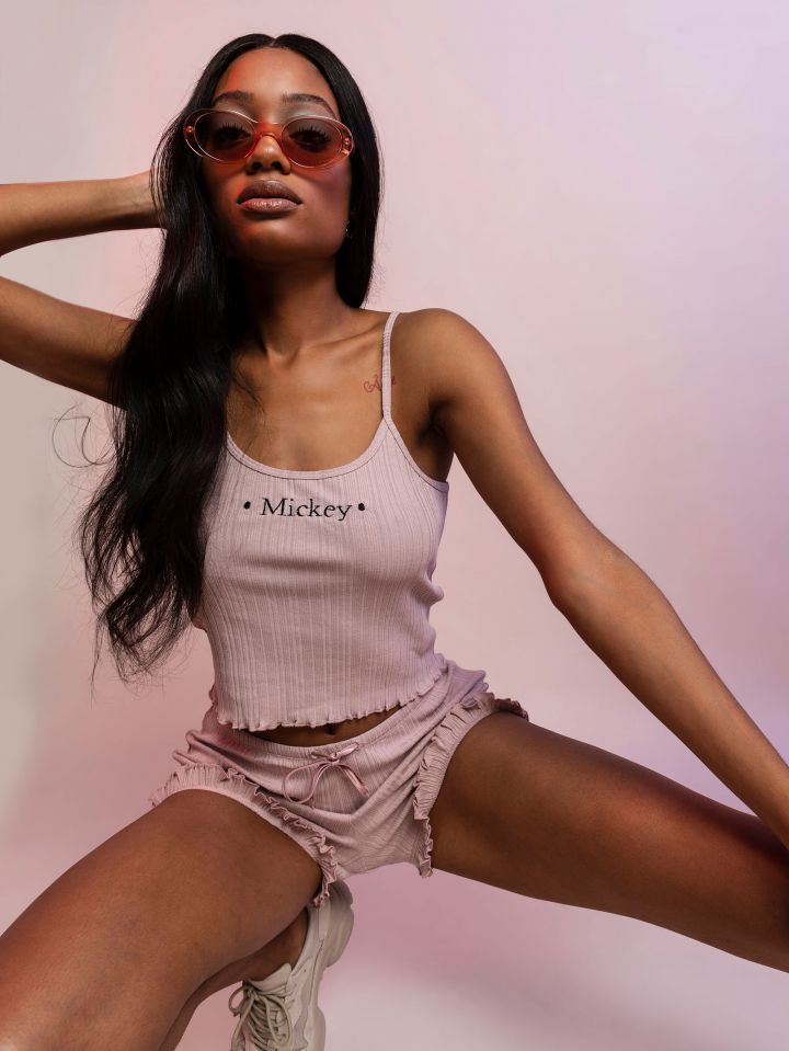 סט פיג’מה ריב-מודל רקום מיקי SASS & CLASS