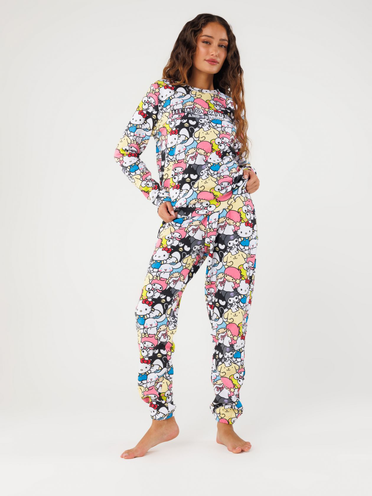 סט פיג׳מה ארוך Kitty & Friends