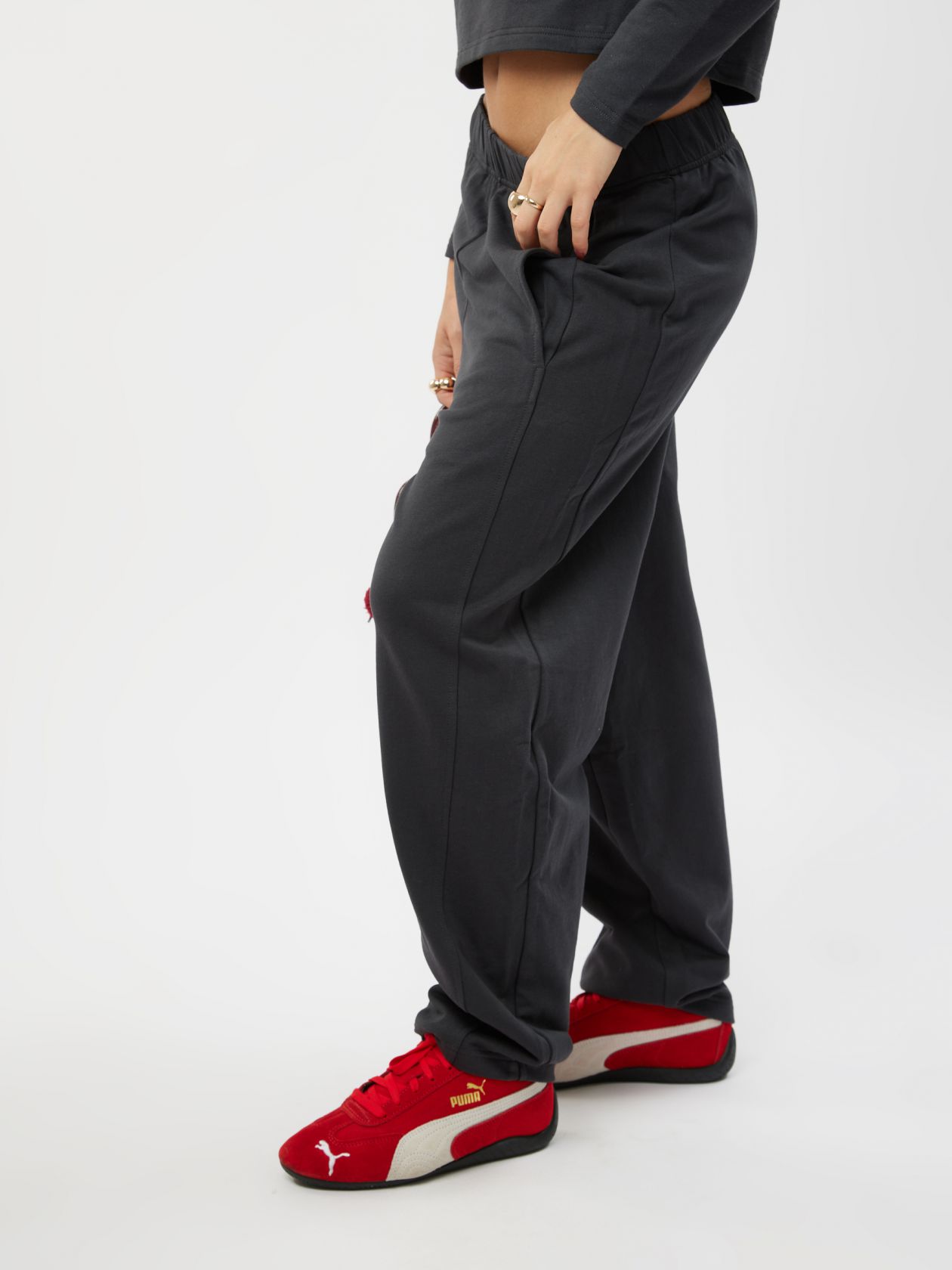 מכנסי פרנץ׳ טרי חגורה כפולה