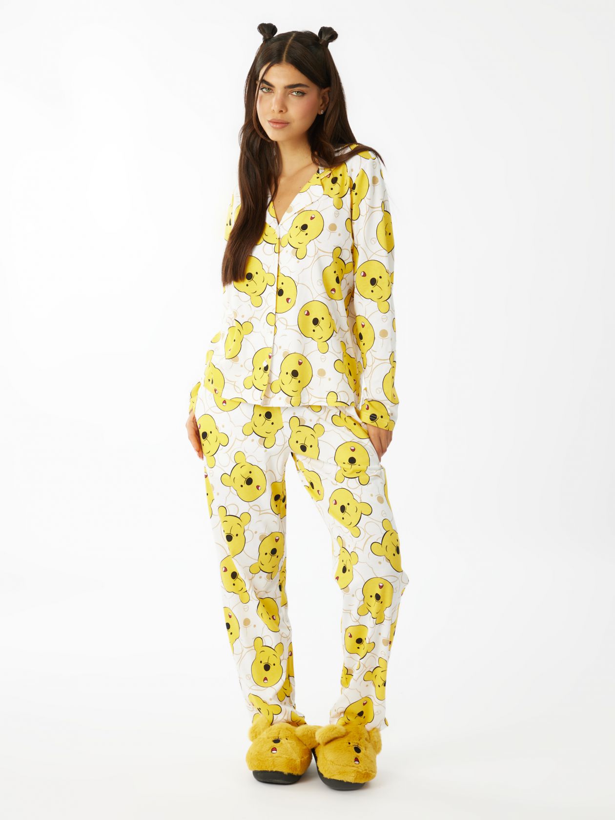 סט פיג׳מה מכופתרת פו הדב