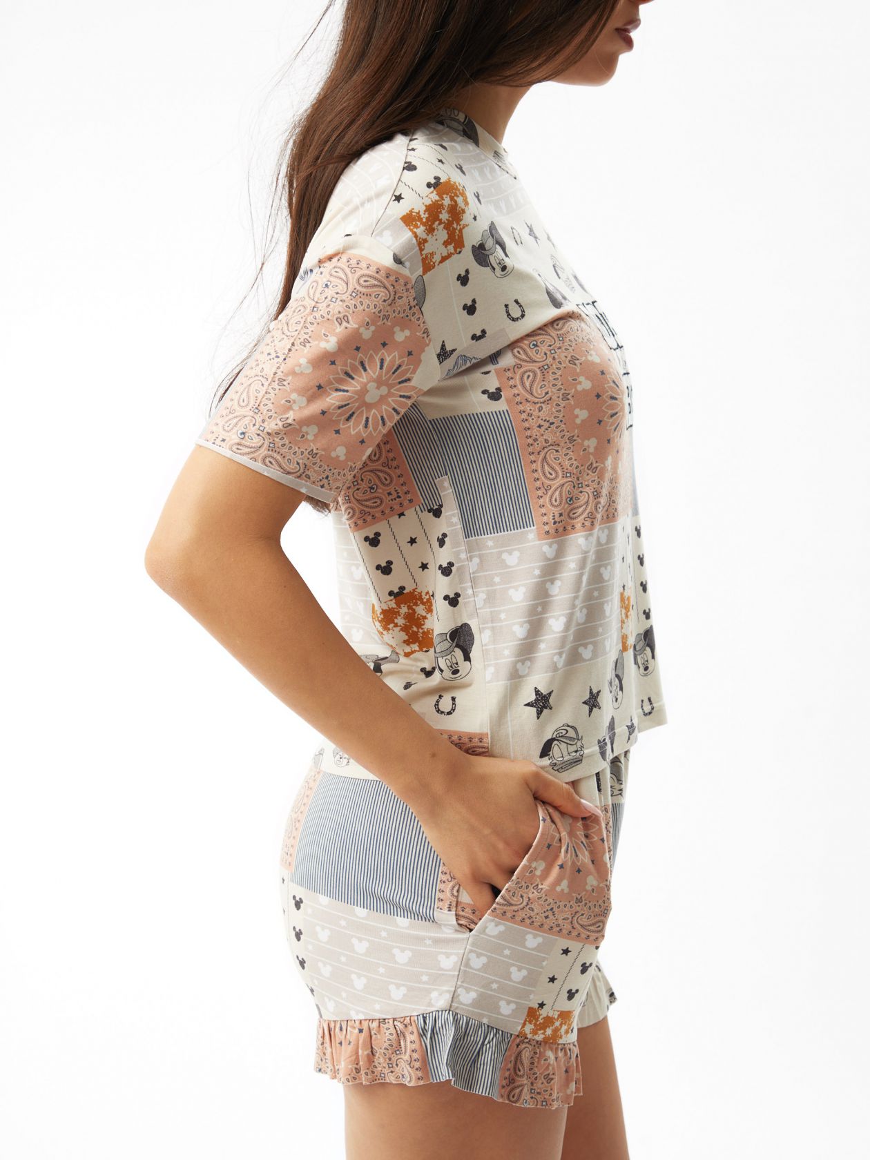 סט פיג׳מה קצר בנדנה