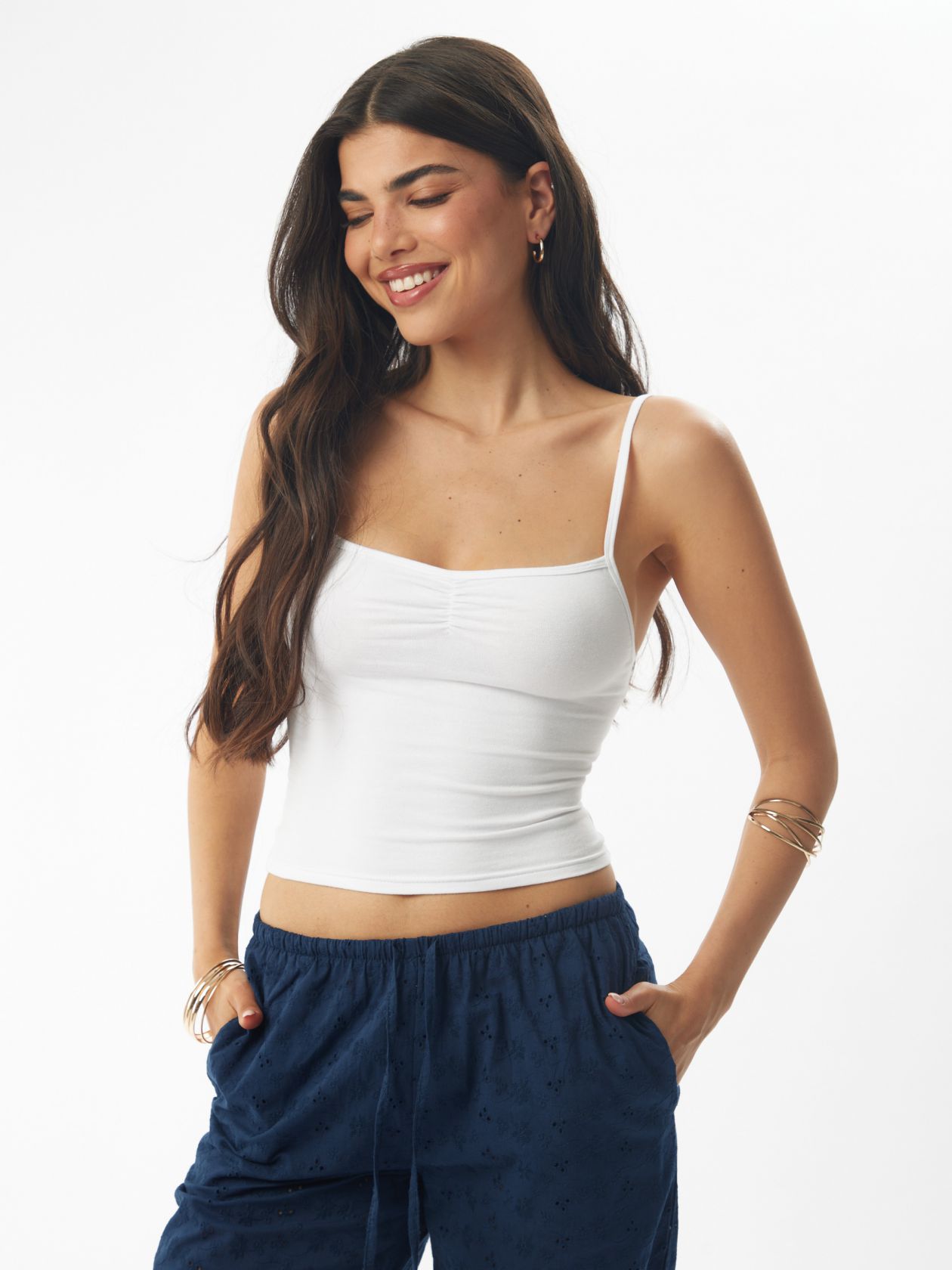 גופיית כותנה עם כיווץ