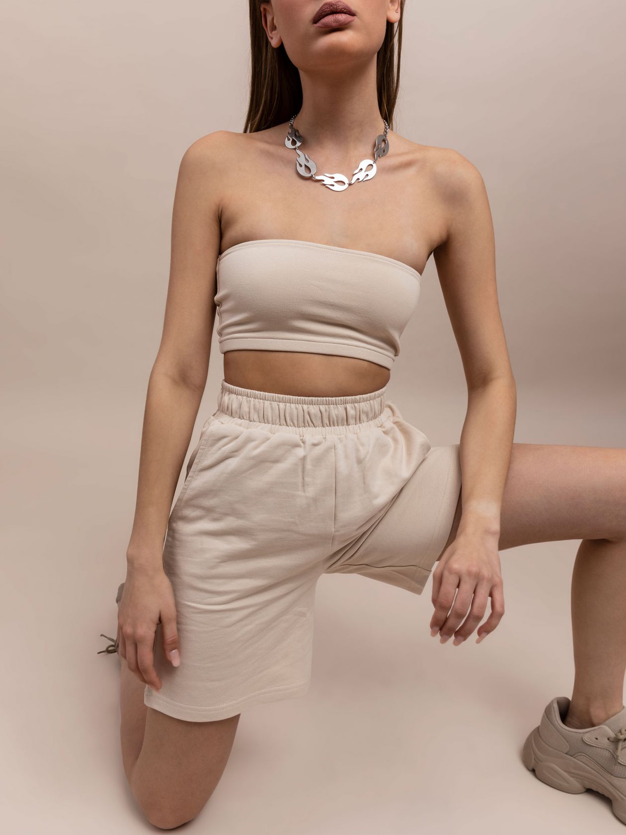 סט מכנסי באגי וטופ בנדו SO BASIC