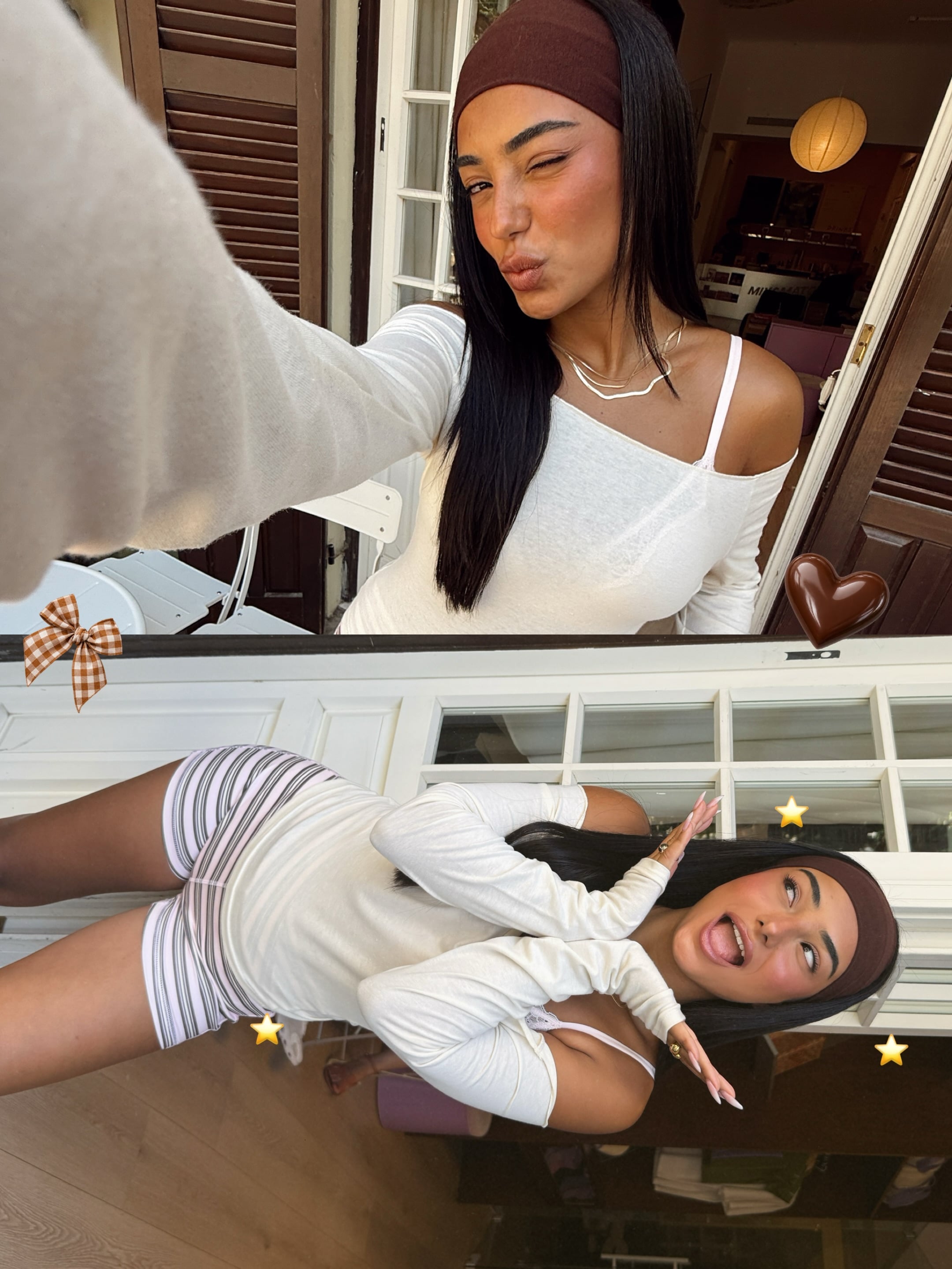 <p>Long sleeves + striped shorts. Our kind of season 🤎🎀</p>